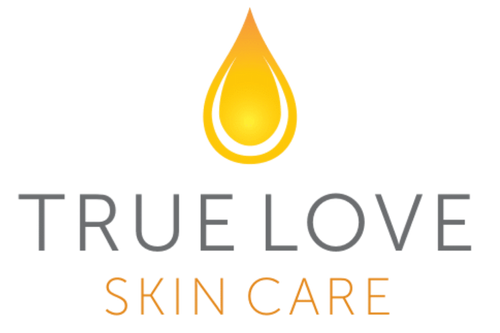 True Love Skin Care logo with a yellow droplet on a white background